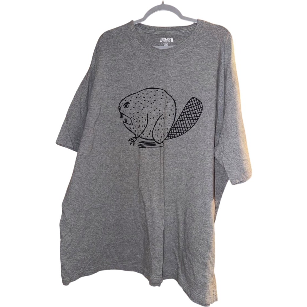Duluth Trading Co Longtail T 2XL Gray Beaver Graphic Short Sleeve Workwear Tee